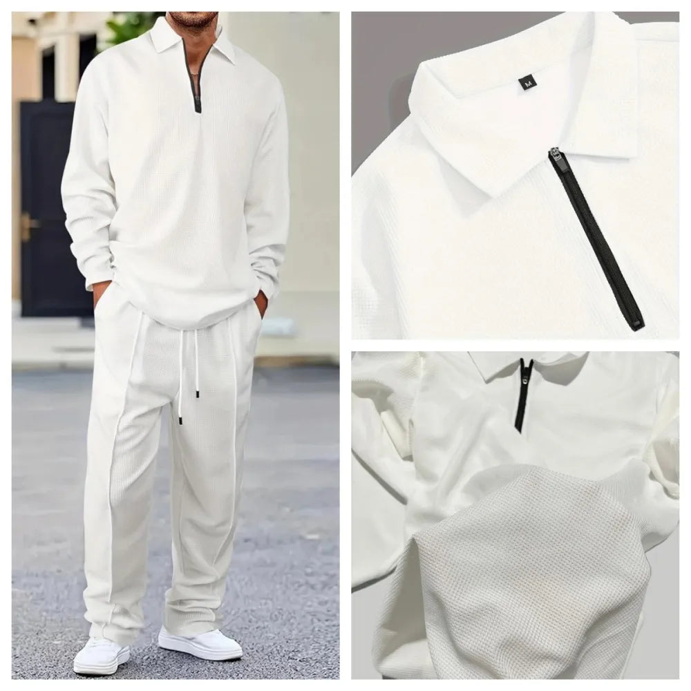 Men's solid color checkered casual suit