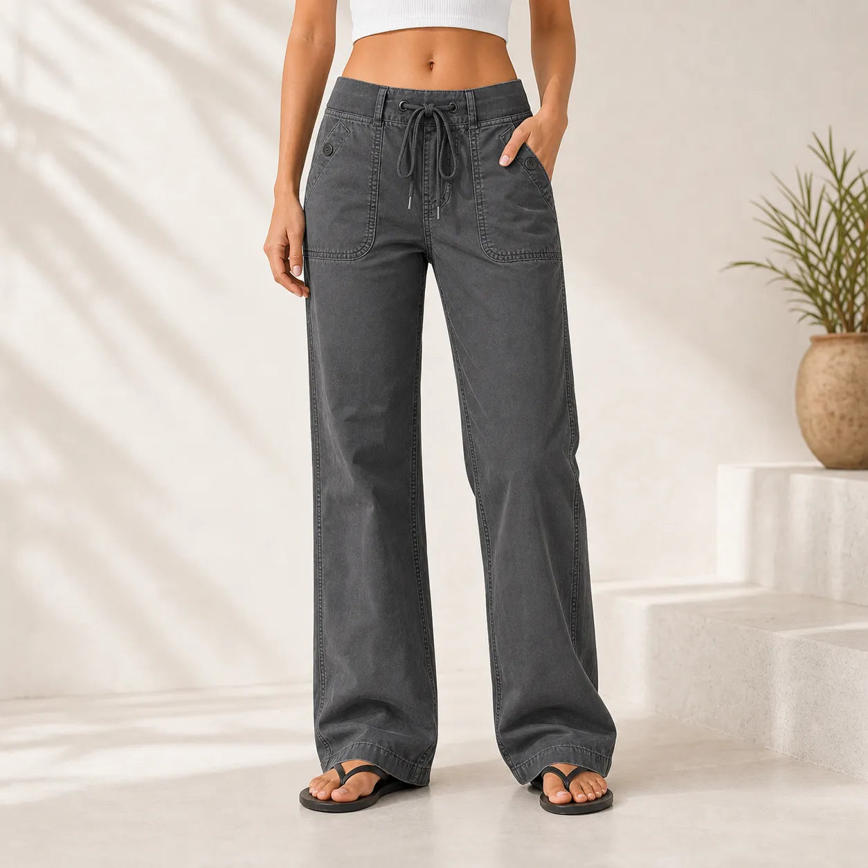 Women's High Stretch Mid Rise Straight Pants