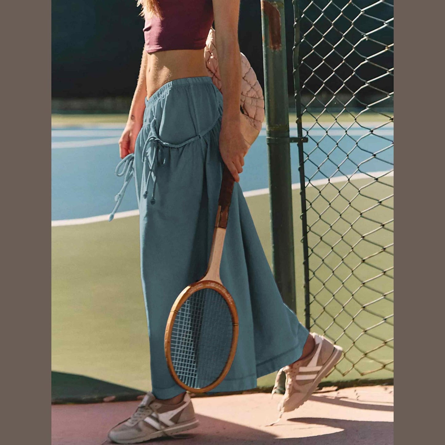 ⏰Hot Sale Women's Loose Wide Leg Track Pants Drawstring Pockets Elastic Waist Capri Hiking Pants
