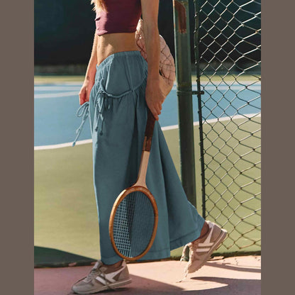 ⏰Hot Sale Women's Loose Wide Leg Track Pants Drawstring Pockets Elastic Waist Capri Hiking Pants