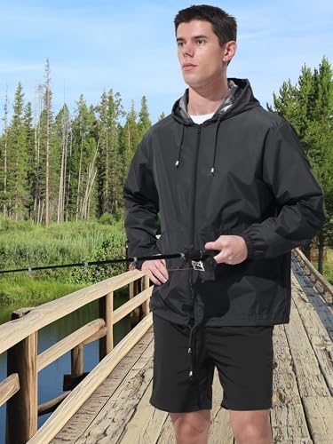 Men Waterproof Raincoat Windbreaker Lightweight Packable Rain Jacket