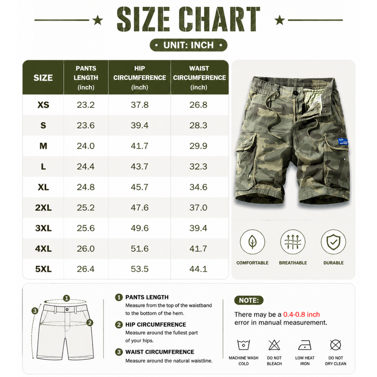 Men’s camouflage cargo shorts