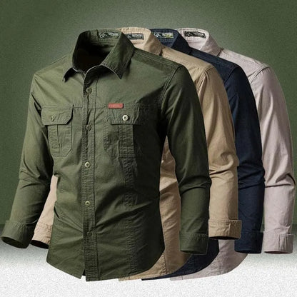 Military Cargo Shirts Men Spring Autumn Cotton Casual Slim Fit Tops Outdoor Long Sleeve Tactical Shirt