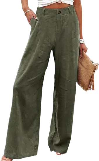 ⚡LAST 2 DAYS⚡- Women’s Casual High Waist Linen Wide Leg Trousers