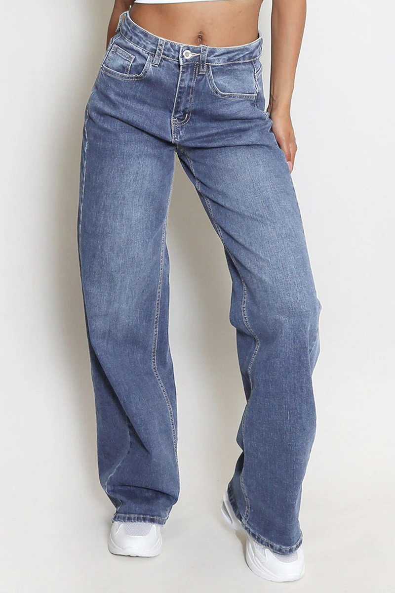 ⚡8-PACK for $26.99⚡- KatchMe Women's Minimalist High Waist Denim Stretch Wide Leg Jeans