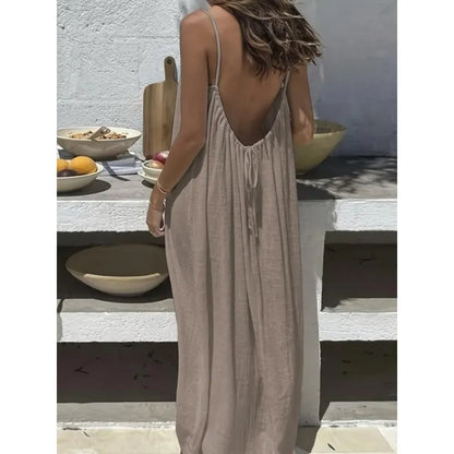 🔥Women's Cotton Linen Backless Loose Dress🔥 10-Piece Pack - Includes All Colors, Only $24