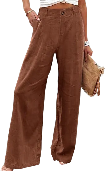 ⚡LAST 2 DAYS⚡- Women’s Casual High Waist Linen Wide Leg Trousers