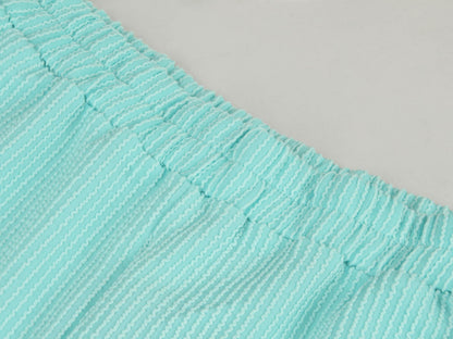 Women's Pocket Casual Short Sleeve T-shirt & Elastic Waist Shorts, Ribbed 2 Piece Sets