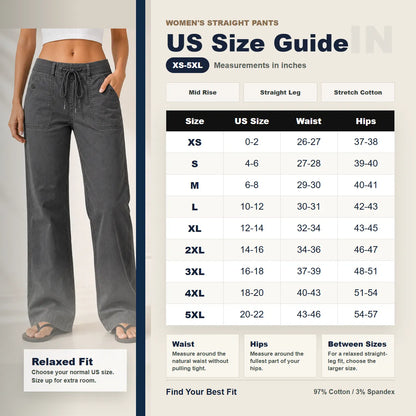 Women's High Stretch Mid Rise Straight Pants