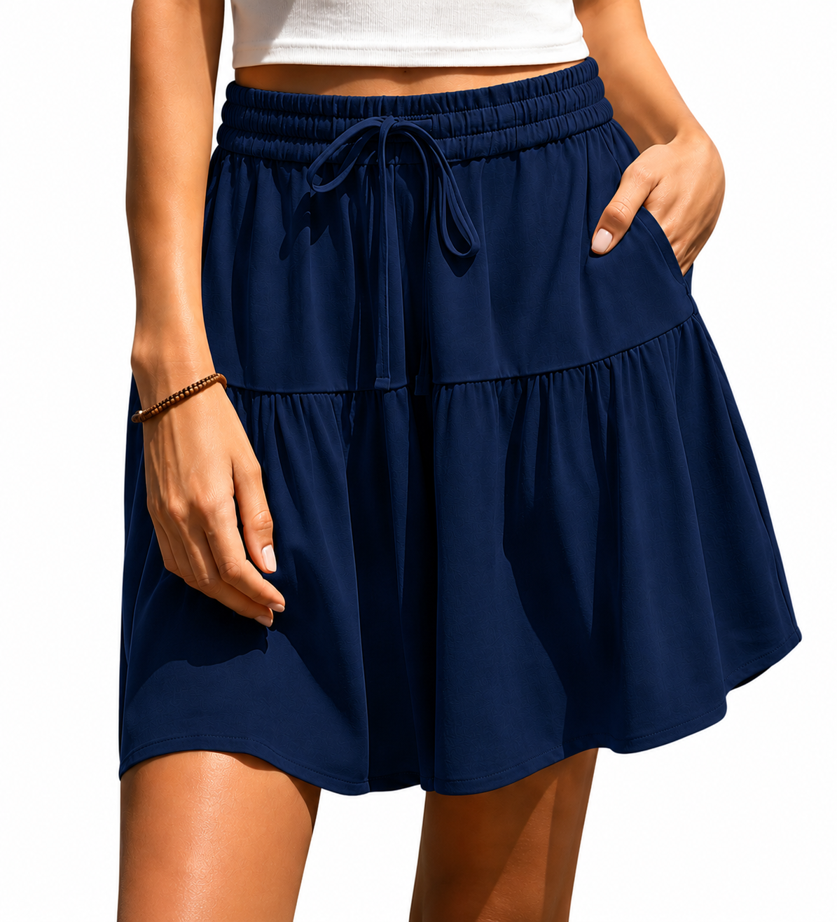 Womens Linen Blend Wide Leg Flowy Culotte Shorts Drawstring Loose Fit Summer Casual Lightweight Comfy Vacation Wear