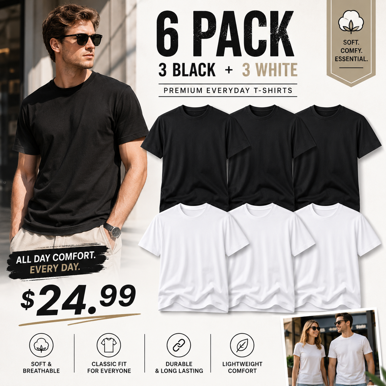 Unisex Oversized Cotton T-Shirt 12-Pack for Casual Streetwear