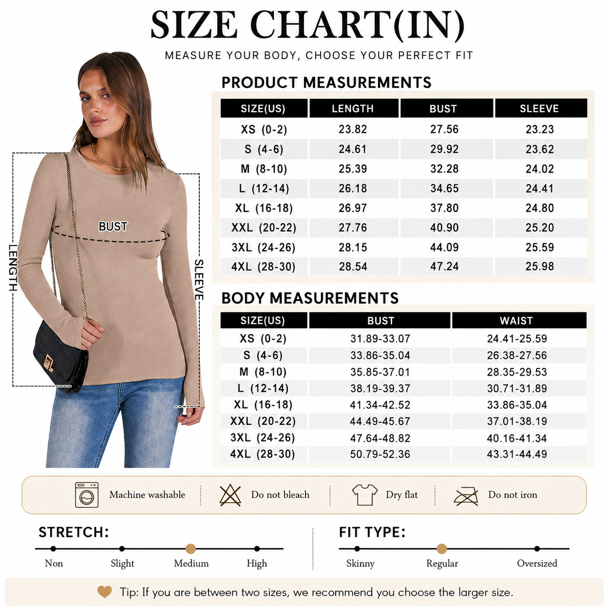 ANRABESS Women Long Sleeve Slim Fit Crewneck Tee