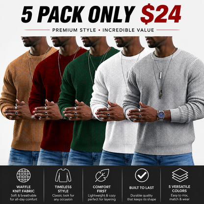 Men's Premium Crewneck Sweater – Soft Classic Long Sleeve Pullover with Ribbed Trim