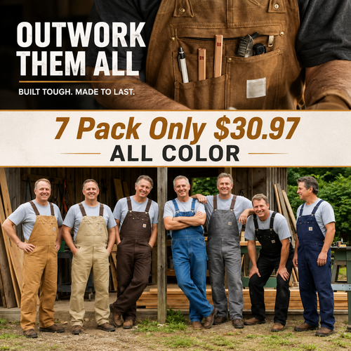 🔥Men's Denim Bib Overalls, Workwear with Adjustable Straps and Convenient Tool Pockets