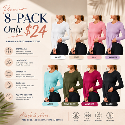 Women’s Quick-Dry Long Sleeve Sports Tops, Breathable Lightweight Shirts for Running & Outdoor Activities