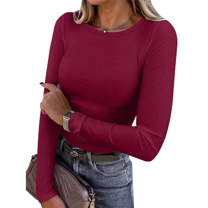 ANRABESS Women Long Sleeve Slim Fit Crewneck Tee