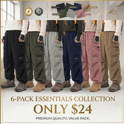 Unisex Baggy Parachute Cargo Pants Lightweight Water Resistant Elastic Waist Gorpcore Streetwear Trousers with Pockets