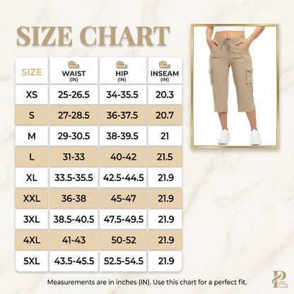 Women's Cargo Capris Lightweight Hiking Pants Shorts Cropped Cotton