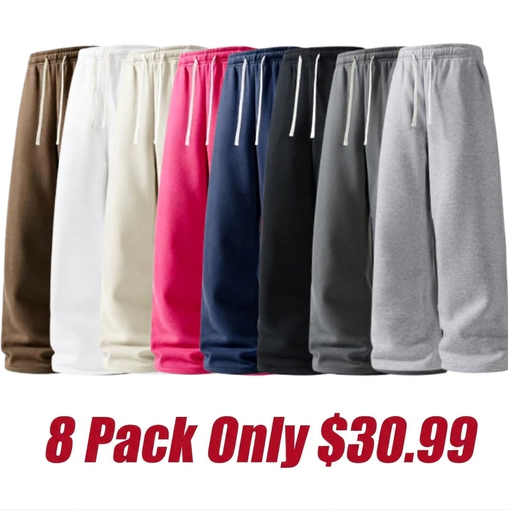 Ultra-Soft Wide-Leg Sweatpants 4-Pack for Men
