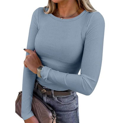 ANRABESS Women Long Sleeve Slim Fit Crewneck Tee