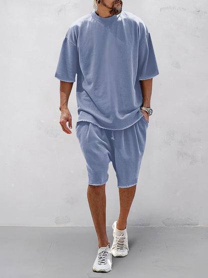 Men's Casual Loose Fit Solid Sports Set