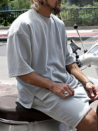 Men's Casual Loose Fit Solid Sports Set