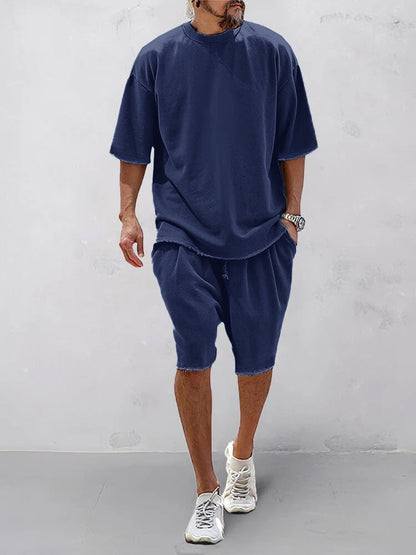Men's Casual Loose Fit Solid Sports Set