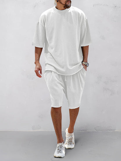 Men's Casual Loose Fit Solid Sports Set