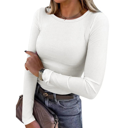 ANRABESS Women Long Sleeve Slim Fit Crewneck Tee