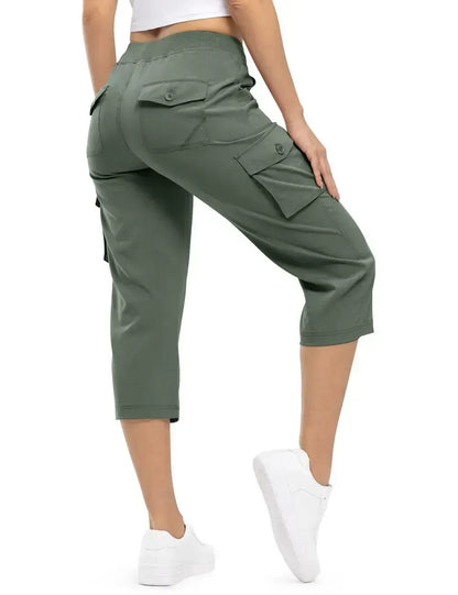 Women's Cargo Capris Lightweight Hiking Pants Shorts Cropped Cotton
