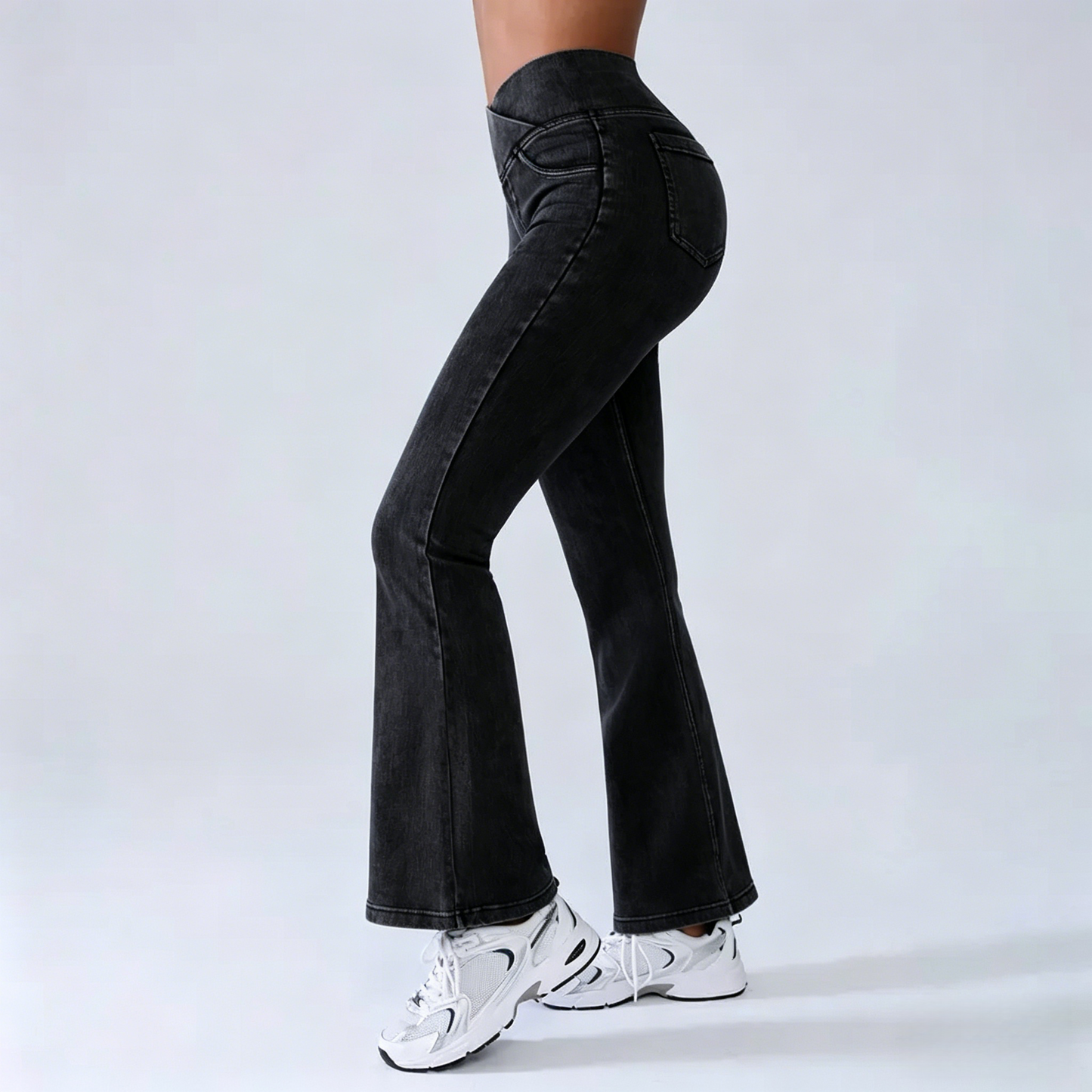 Women's Crossover High-Waisted Stretch Jeans