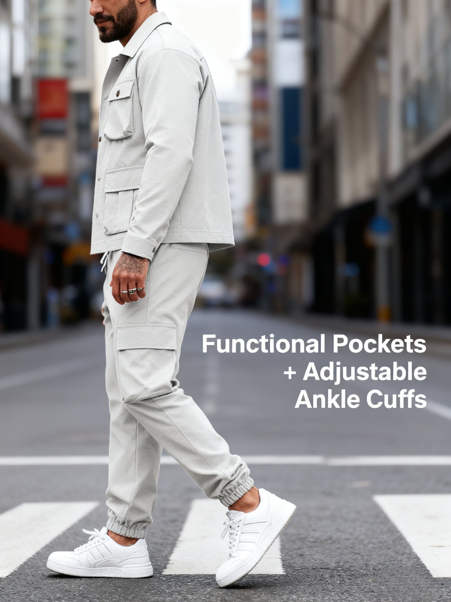 Men's Solid Color Two-Piece Set — Button-Up Shirt & Pants, Casual Long Sleeve Workwear Outfit for Spring & Fall