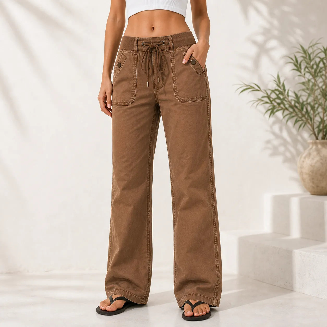 Women's High Stretch Mid Rise Straight Pants
