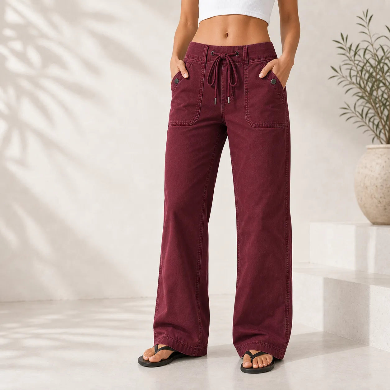 Women's High Stretch Mid Rise Straight Pants