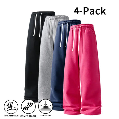 Ultra-Soft Wide-Leg Sweatpants 4-Pack for Men