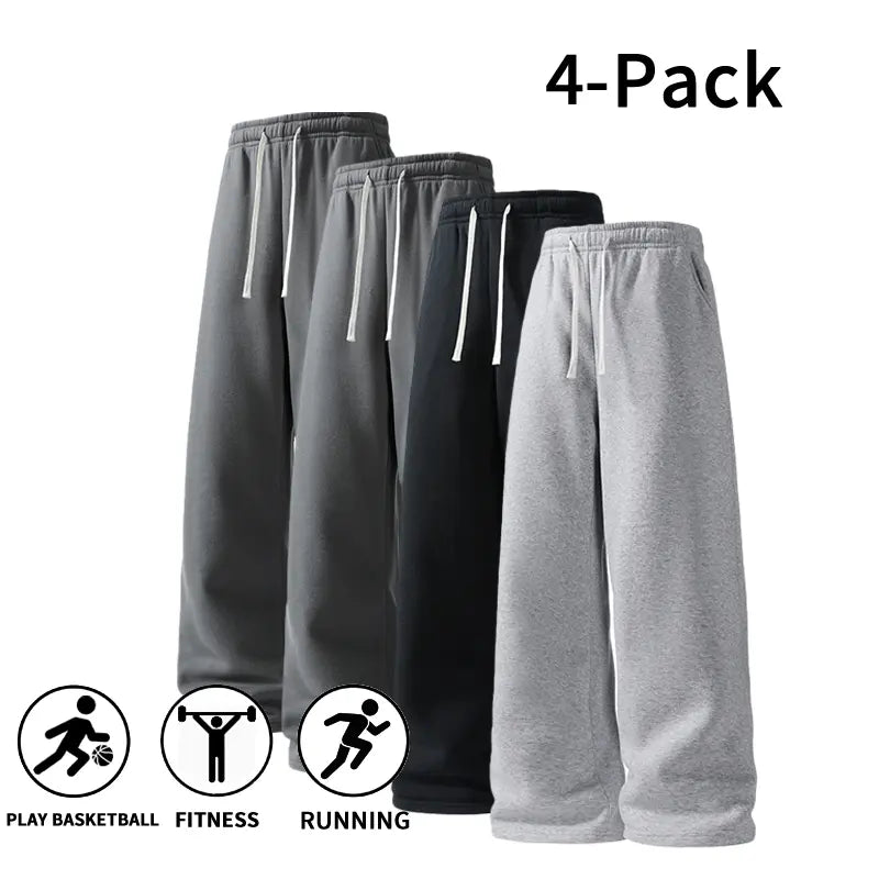 Ultra-Soft Wide-Leg Sweatpants 4-Pack for Men