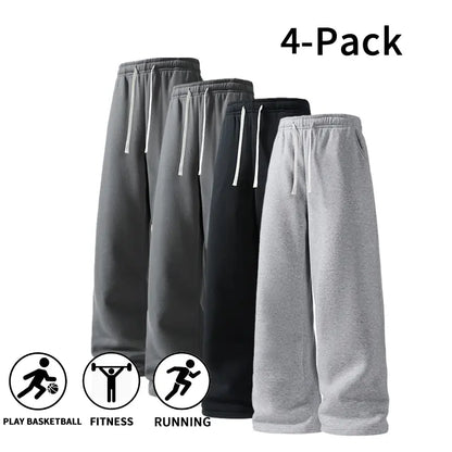 Ultra-Soft Wide-Leg Sweatpants 4-Pack for Men