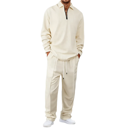 Men's solid color checkered casual suit