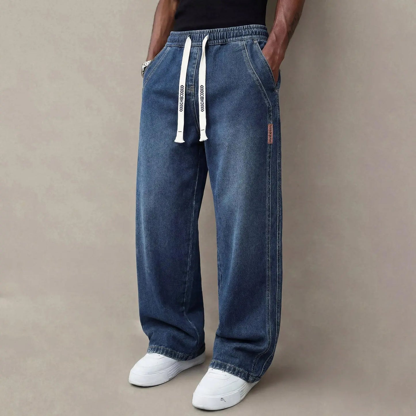 🔥Men’s Casual Stretch Vintage Straight-Leg Denim Jeans with Drawstring