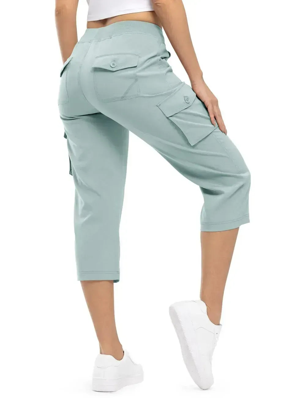 Women's Cargo Capris Lightweight Hiking Pants Shorts Cropped Cotton