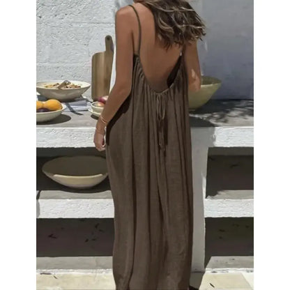 🔥Women's Cotton Linen Backless Loose Dress🔥 10-Piece Pack - Includes All Colors, Only $24