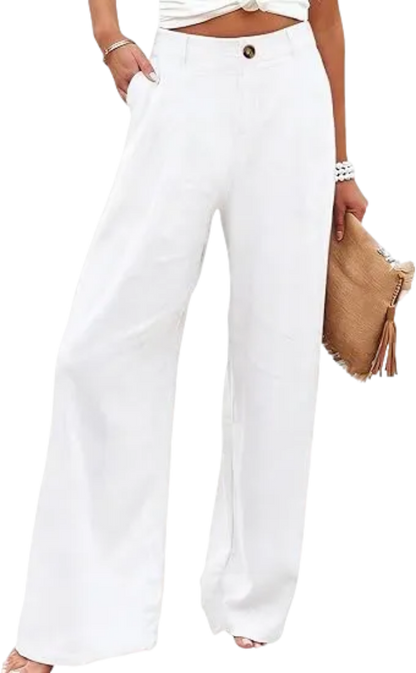 ⚡LAST 2 DAYS⚡- Women’s Casual High Waist Linen Wide Leg Trousers