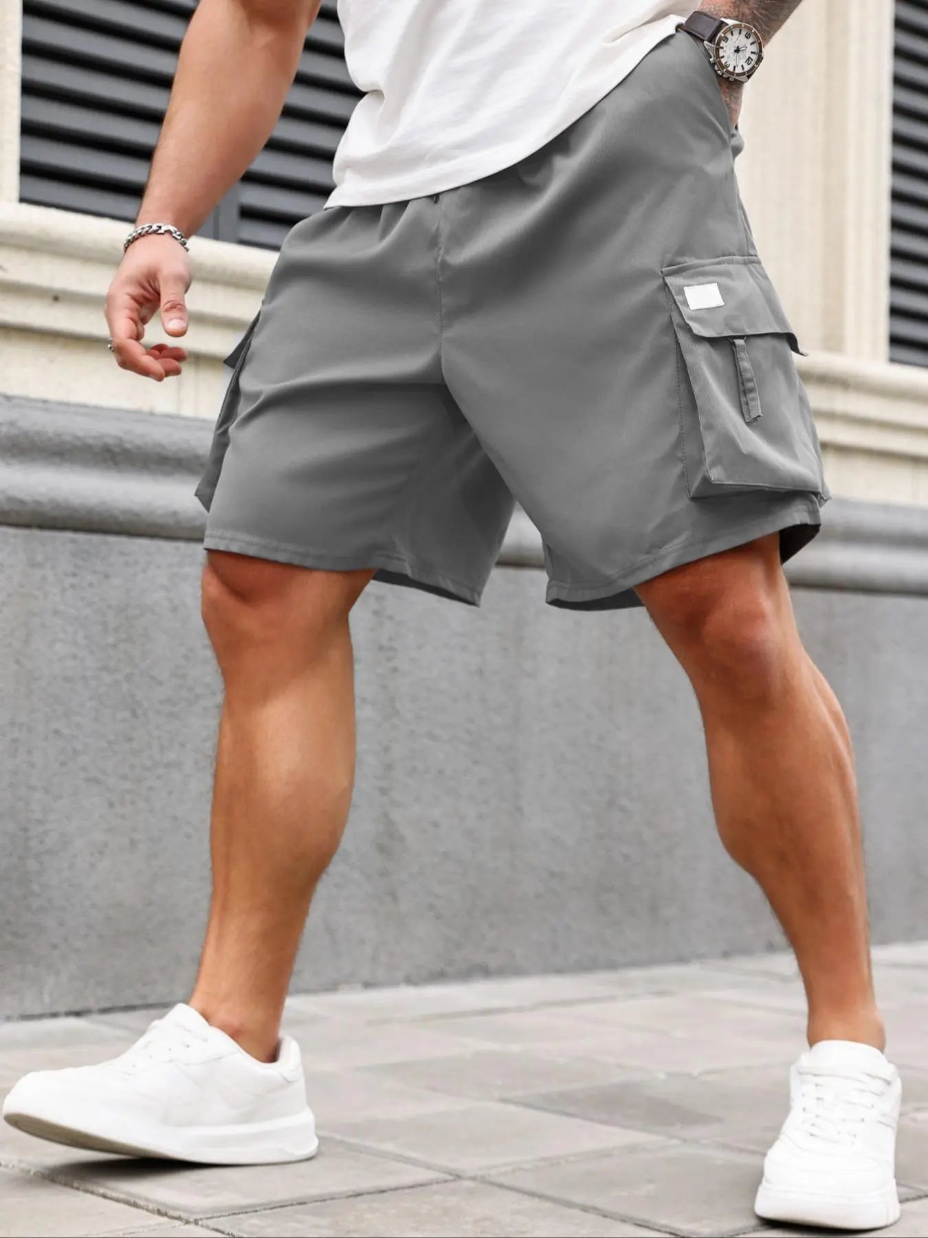 Men's Plus Size Cargo Shorts with Elastic Waist - All Seasons