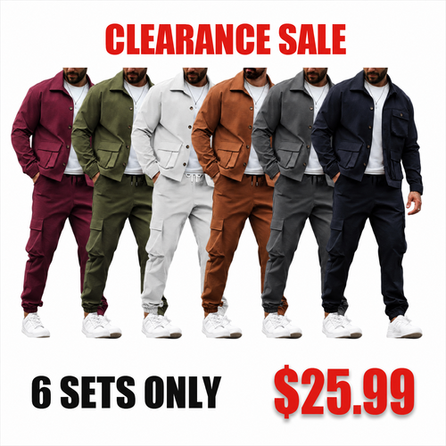 Men's Solid Color Two-Piece Set — Button-Up Shirt & Pants, Casual Long Sleeve Workwear Outfit for Spring & Fall