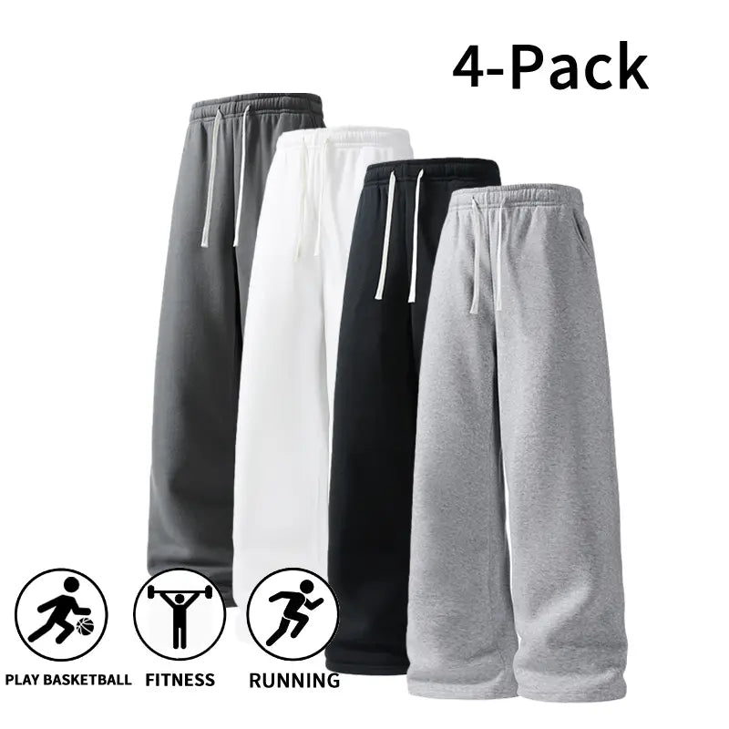 Ultra-Soft Wide-Leg Sweatpants 4-Pack for Men