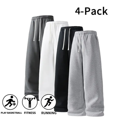 Ultra-Soft Wide-Leg Sweatpants 4-Pack for Men