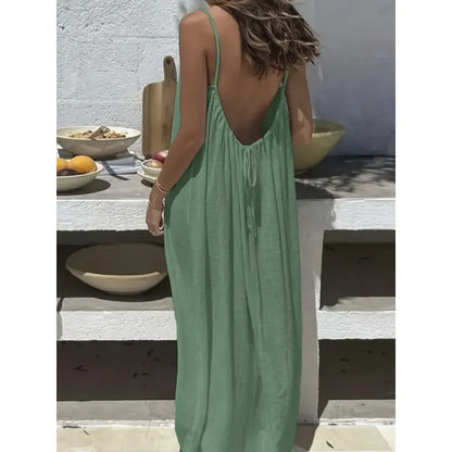 🔥Women's Cotton Linen Backless Loose Dress🔥 10-Piece Pack - Includes All Colors, Only $24