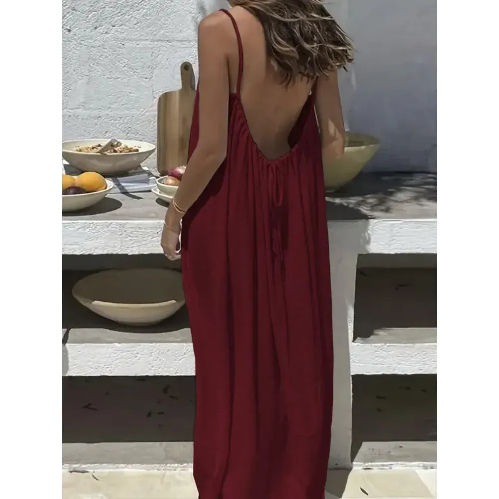 🔥Women's Cotton Linen Backless Loose Dress🔥 10-Piece Pack - Includes All Colors, Only $24