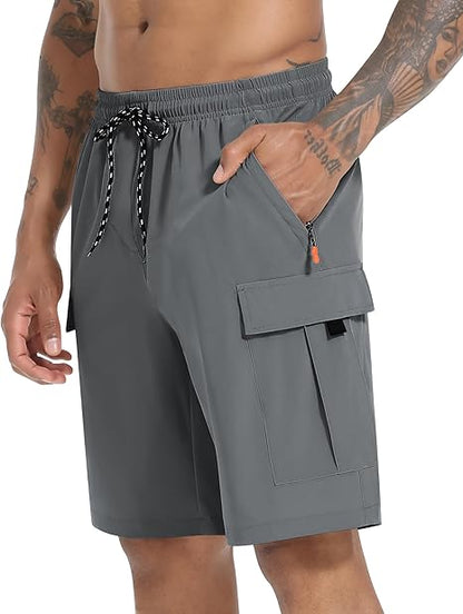 Men's Casual Stretch Cargo Shorts Quick Dry Lightweight Stretch Hiking Shorts for Men with 5 Pockets