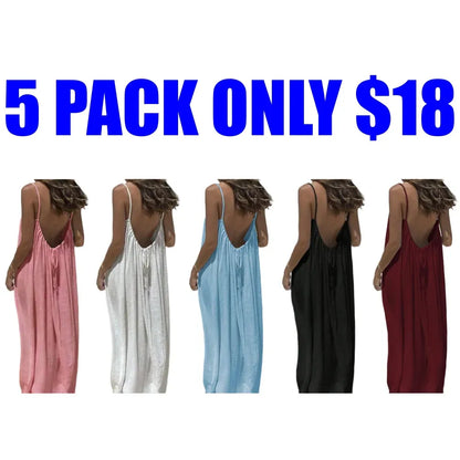 🔥Women's Cotton Linen Backless Loose Dress🔥 10-Piece Pack - Includes All Colors, Only $24